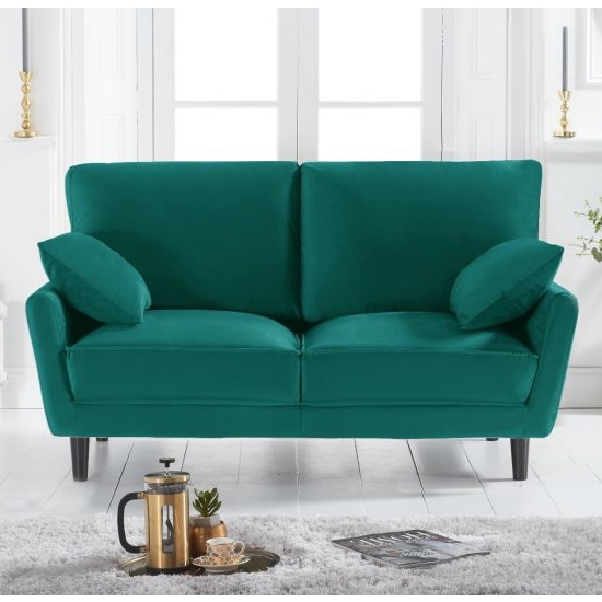 Caracus Velvet Upholstered 2 Seater Sofa In Green