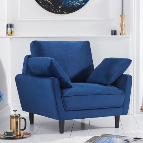 Caracus Velvet Upholstered Armchair Sofa In Blue