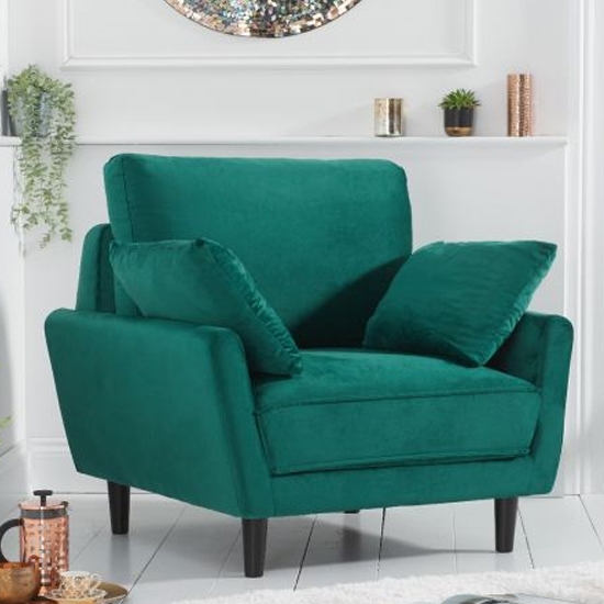 Caracus Velvet Upholstered Armchair Sofa In Green