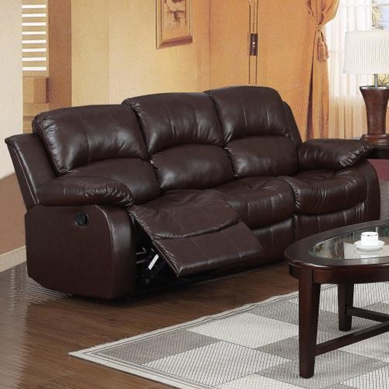 Carlino Bonded Leather Recliner 3 Seater Sofa In Brown