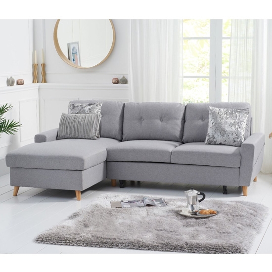 Carlotta Linen Left Hand Facing Chaise Sofa Bed In Grey