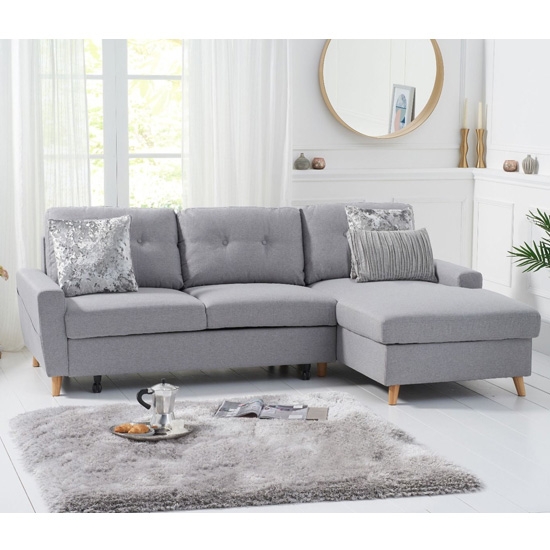 Carlotta Linen Right Hand Facing Chaise Sofa Bed In Grey