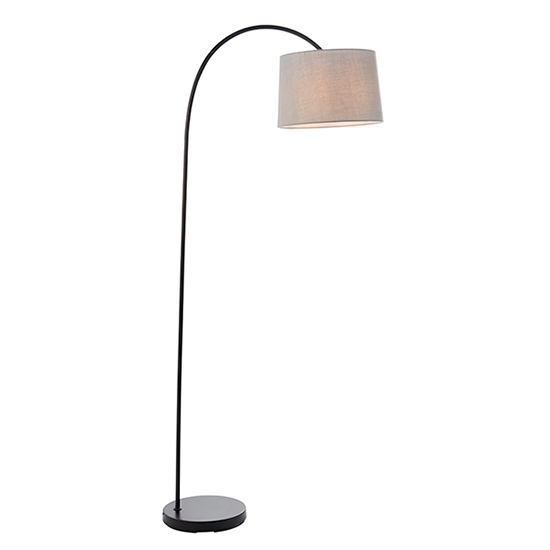 Carlson Light Grey Cotton Mix Shade Floor Lamp In Matt Black