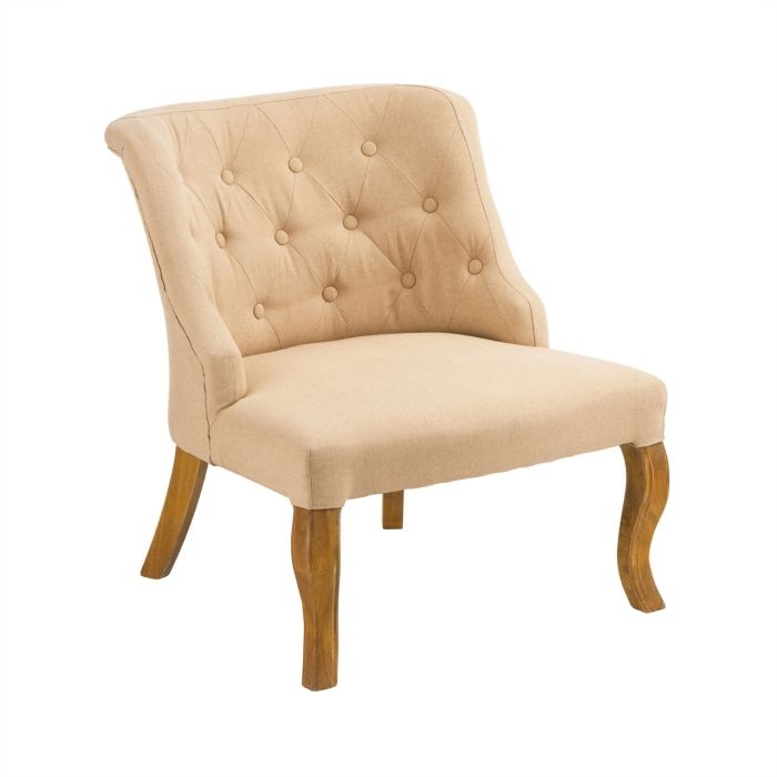 Catania Linen Fabric Upholstered Bedroom Chair In Cream