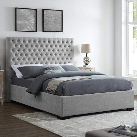 Cavendish Fabric Upholstered King Size Bed In Grey