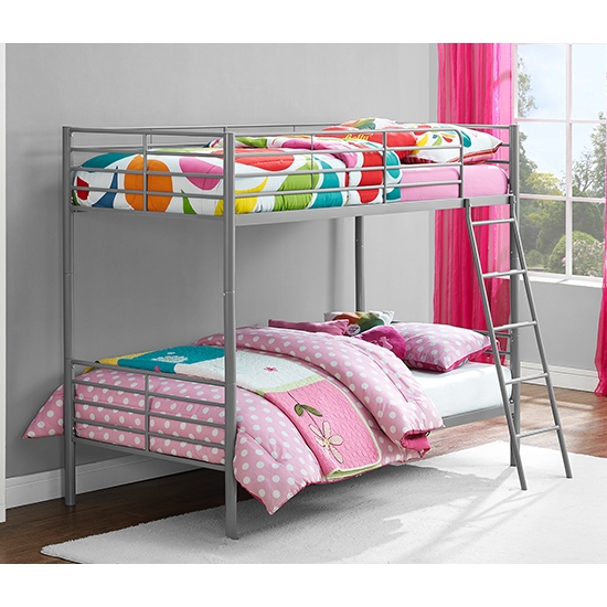 Chadre Metal Single Over Single Bunk Bed In Silver And Grey