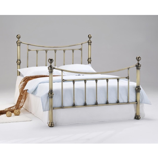 Charlotte Metal King Size Bed In Antique Brass