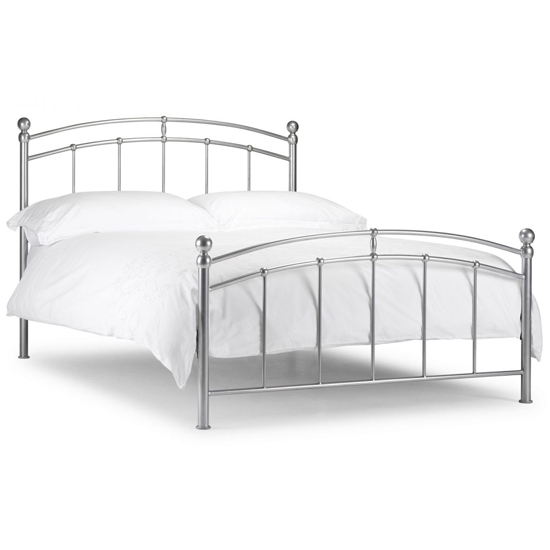 Chatsworth Metal King Size Bed In Bright Aluminium Effect