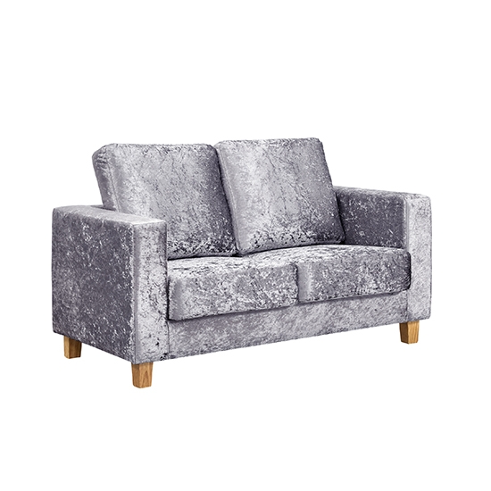 Chesterfield Crushed Velvet 2 Seater Sofa In Silver