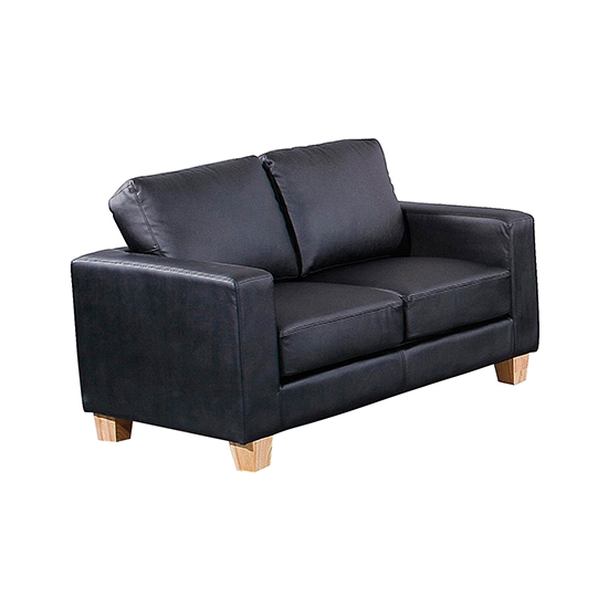 Chesterfield Pu Leather 2 Seater Sofa In Black