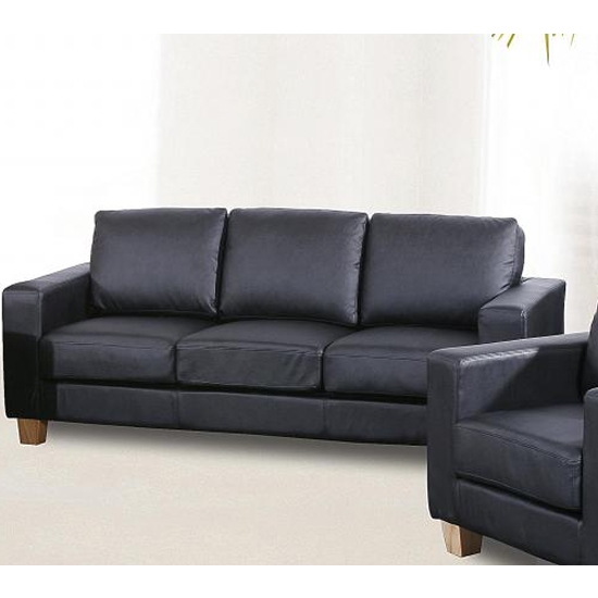 Chesterfield Pu Leather 3 Seater Sofa In Black