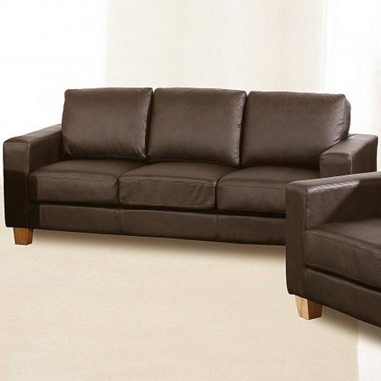 Chesterfield Pu Leather 3 Seater Sofa In Brown