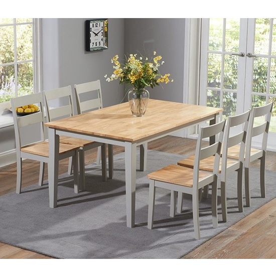 Chichester Large Wooden Dining Table With 4 Chairs In Oak And Grey