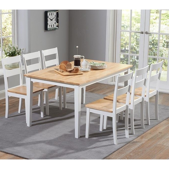 Chichester Large Wooden Dining Table With 4 Chairs In Oak And White