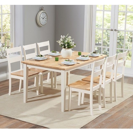 Chichester Large Wooden Dining Table With 6 Chairs In Oak And Cream