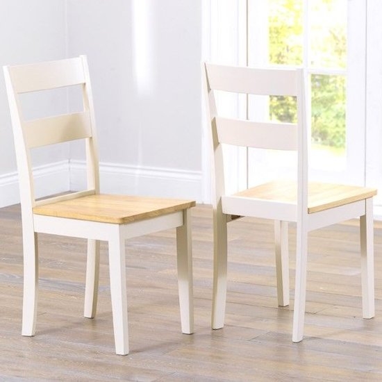 Chichester Oak And Cream Solid Hardwood Dining Chairs In Pair