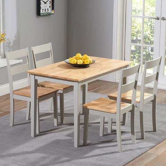 Chichester Wooden Dining Table With 4 Chairs In Oak And Grey