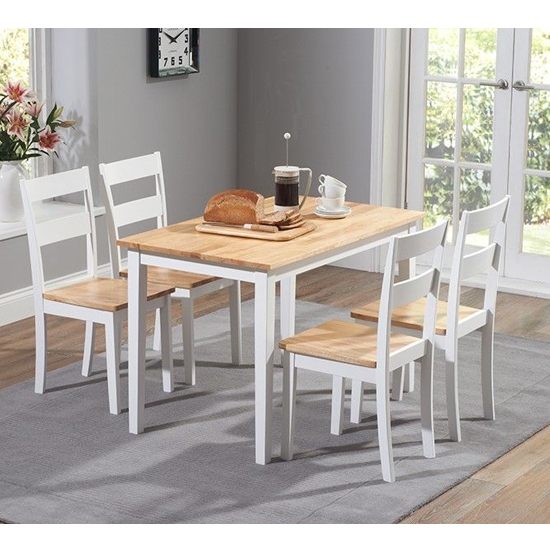 Chichester Wooden Dining Table With 4 Chairs In Oak And White