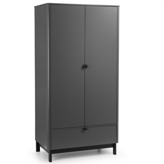 Chloe Wooden 2 Doors 1 Drawer Wardrobe In Storm Grey