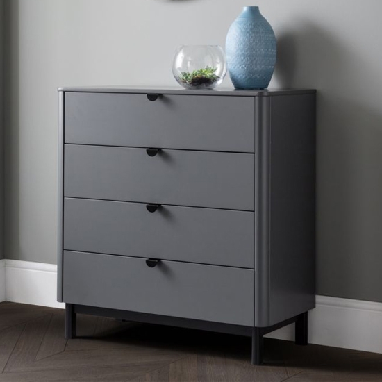 Chloe Wooden Chest Of Drawers In Storm Grey With 4 Drawers