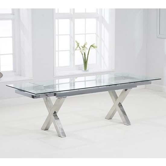 Cilento Extending Glass Dining Table With Chrome Stainless Steel Legs