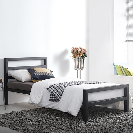 City Block Metal Single Bed In Black