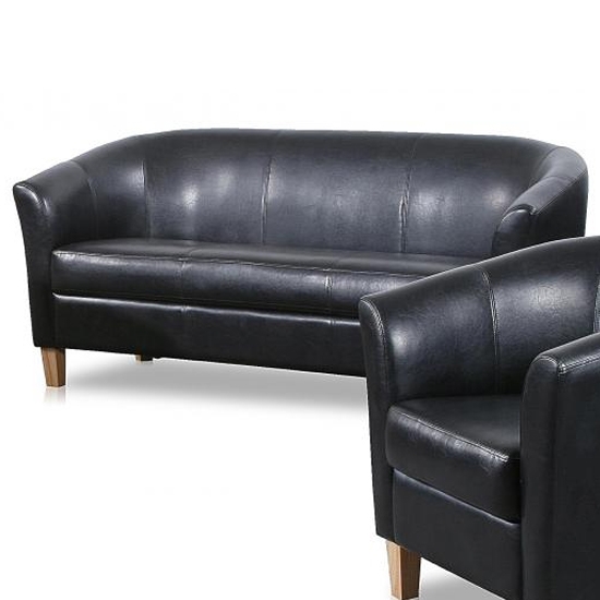 Claridon Pu Leather 3 Seater Sofa In Black