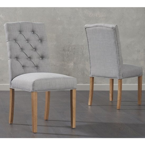 Clarissa Grey Fabric Dining Chairs In Pair