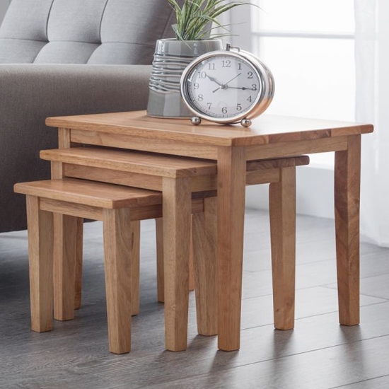 Cleo Wooden Nest Of Tables In Light Oak