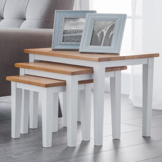 Cleo Wooden Nest Of Tables In Oak And White
