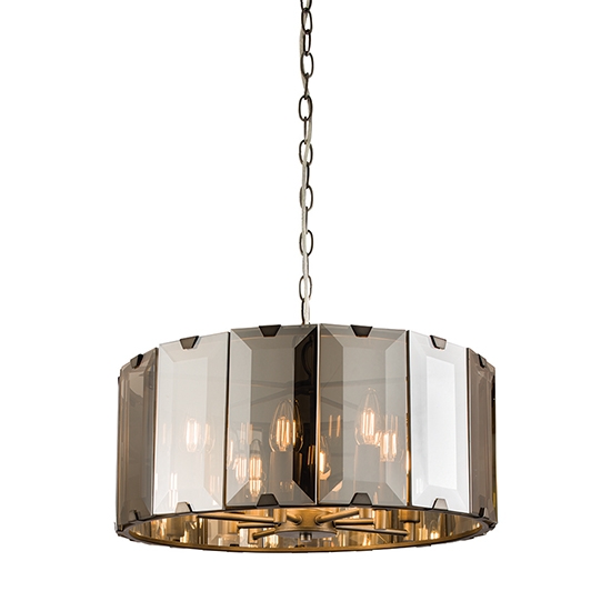 Clooney 8 Lights Ceiling Pendant Light In Tinted Bevelled Glass