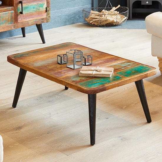 Coastal Chic Wooden Coffee Table In Reclaimed Wood