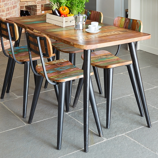 Coastal Chic Wooden Large Rectangular Dining Table In Reclaimed Wood