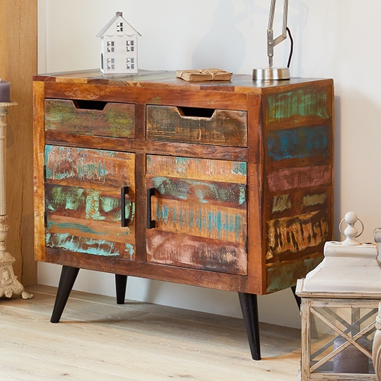 Coastal Chic Wooden Small Sideboard In Reclaimed Wood