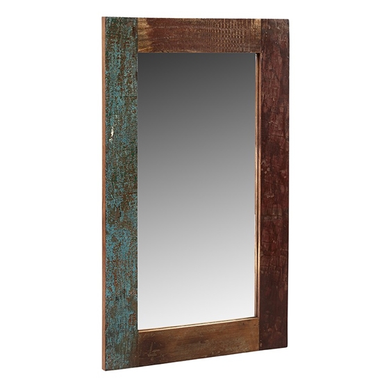 Coastal Rectangular Wall Mirror In Reclaimed Wood Wooden Frame