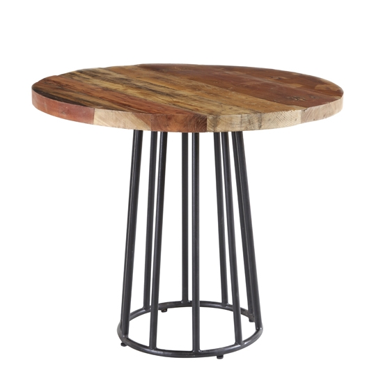 Coastal Round Wooden Dining Table In Reclaimed Wood