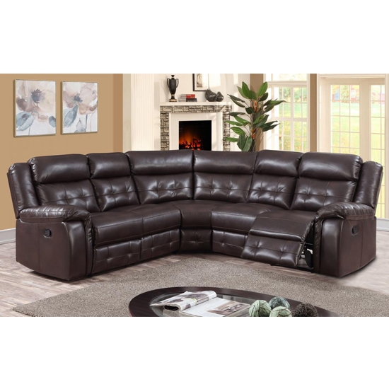 Cobalt Leatherlux And Pu Recliner Corner Sofa In Expresso