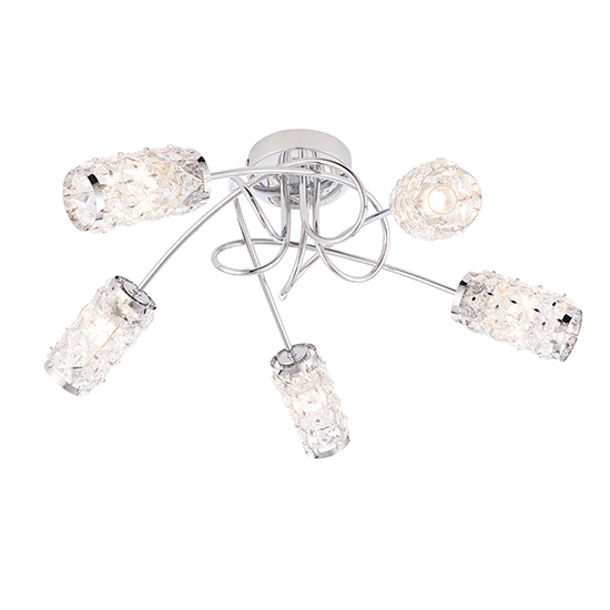 Colby 5 Lights Clear Glass Semi Flush Ceiling Light In Chrome