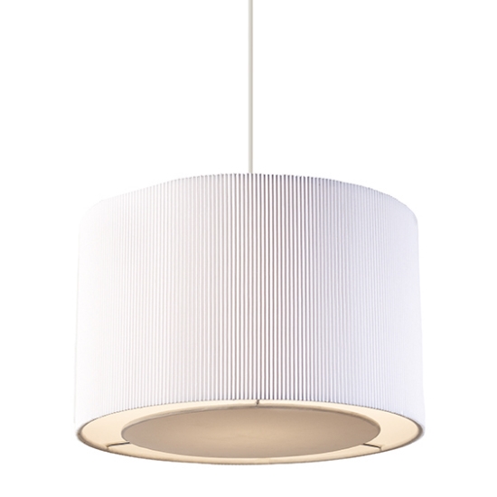 Colette White Fabric Large Ceiling Pendant Light In Chrome