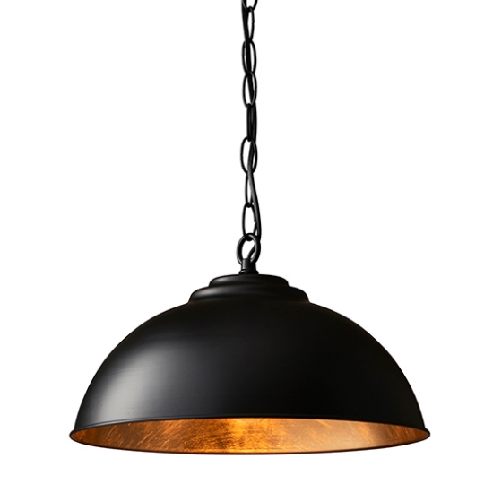 Colman Matt Black Ceiling Pendant Light In Gold Leaf