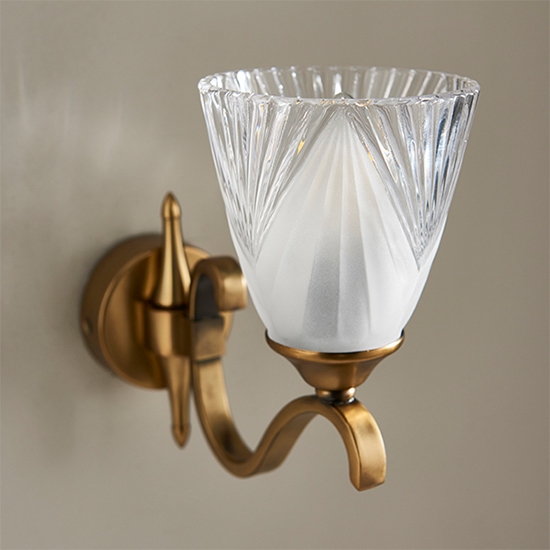 Columbia Deco Glass Single Wall Light In Brass