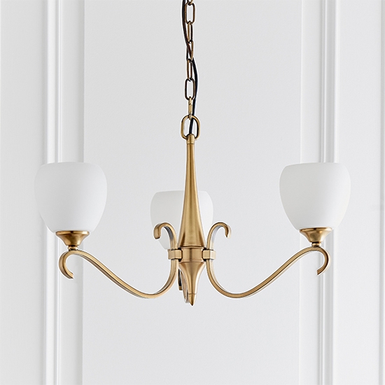 Columbia Opal Glass 3 Lights Ceiling Pendant Light In Brass