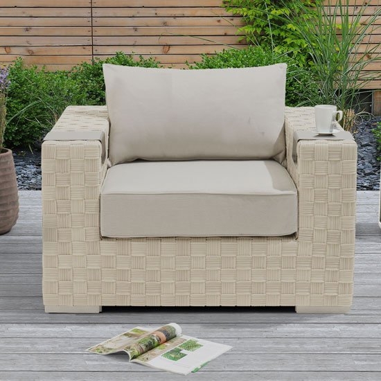 Columbine Wicker Garden Armchair In Ivory And Cream