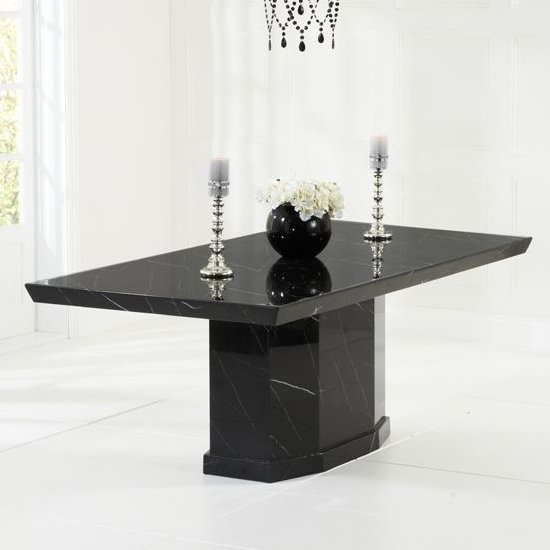 Como 200cm Marble Dining Table In Black High Gloss