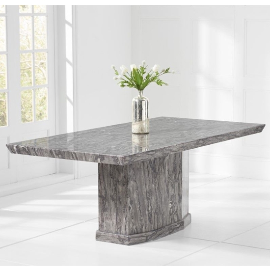 Como 200cm Marble Rectangular Dining Table In Grey