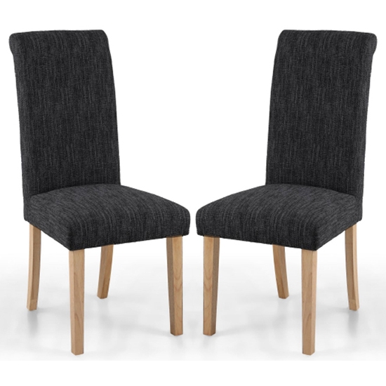 Como Dark Grey Linen Effect Dining Chairs With Natural Legs In Pair