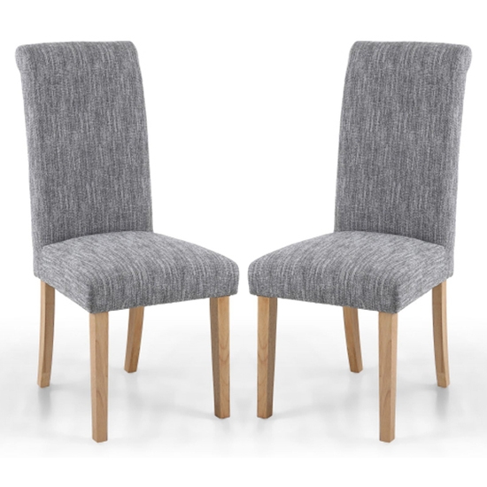 Como Light Grey Linen Effect Dining Chairs With Natural Legs In Pair