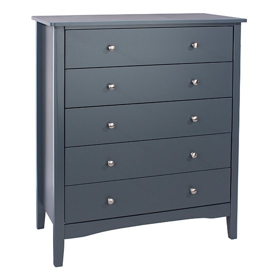 Como Wooden Chest Of 5 Drawers In Dark Blue