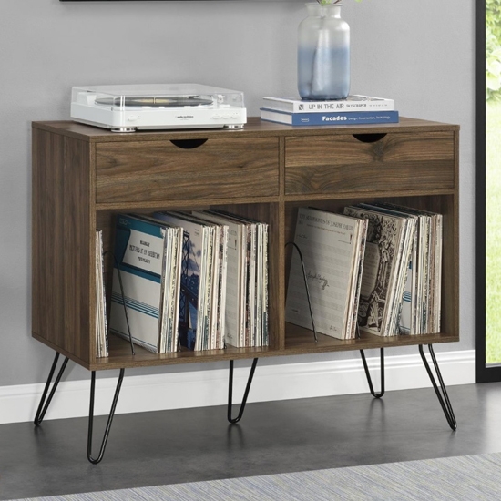 Concord Wooden Console Table In Walnut With 2 Drawers