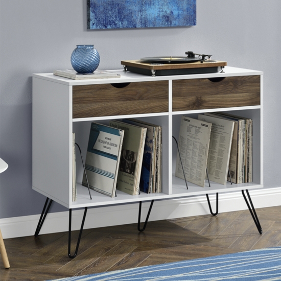 Concord Wooden Console Table In White And Oak With 2 Drawers